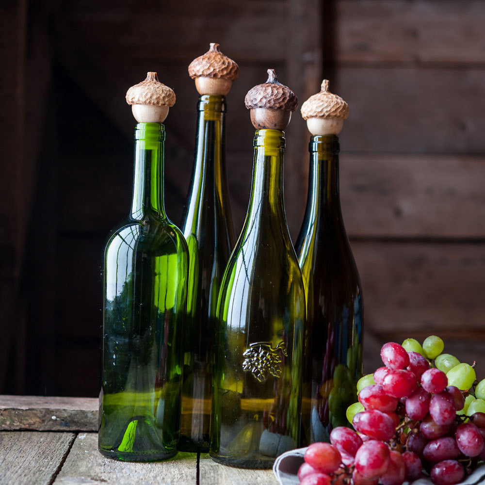 Set of Two Acorn Wine Stops - Cattails Woodwork