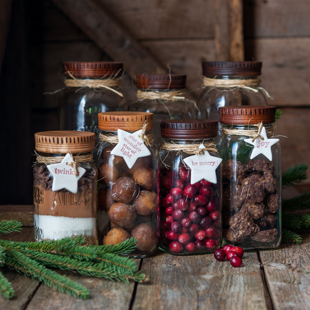 Wood Pantry Jar Lids, Food in Jars