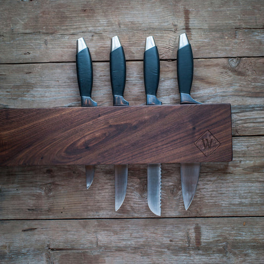 Kitchen Knife Wall Storage, Walnut - Cattails Woodwork