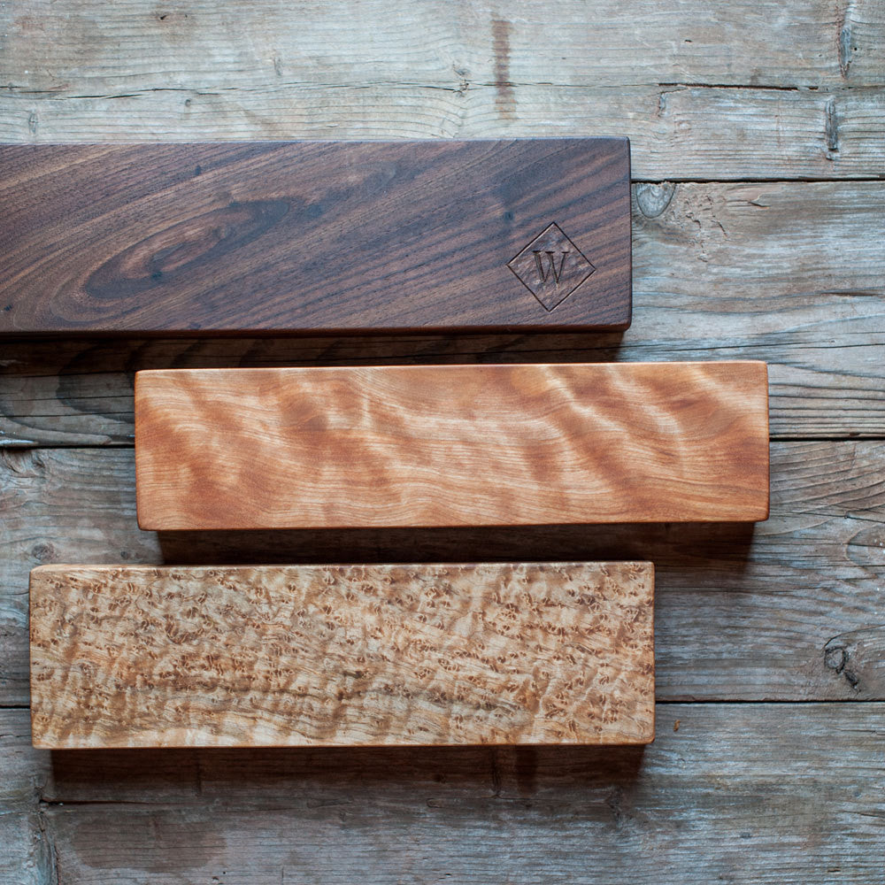 Kitchen Knife Wall Rack, Flame Birch - Cattails Woodwork
